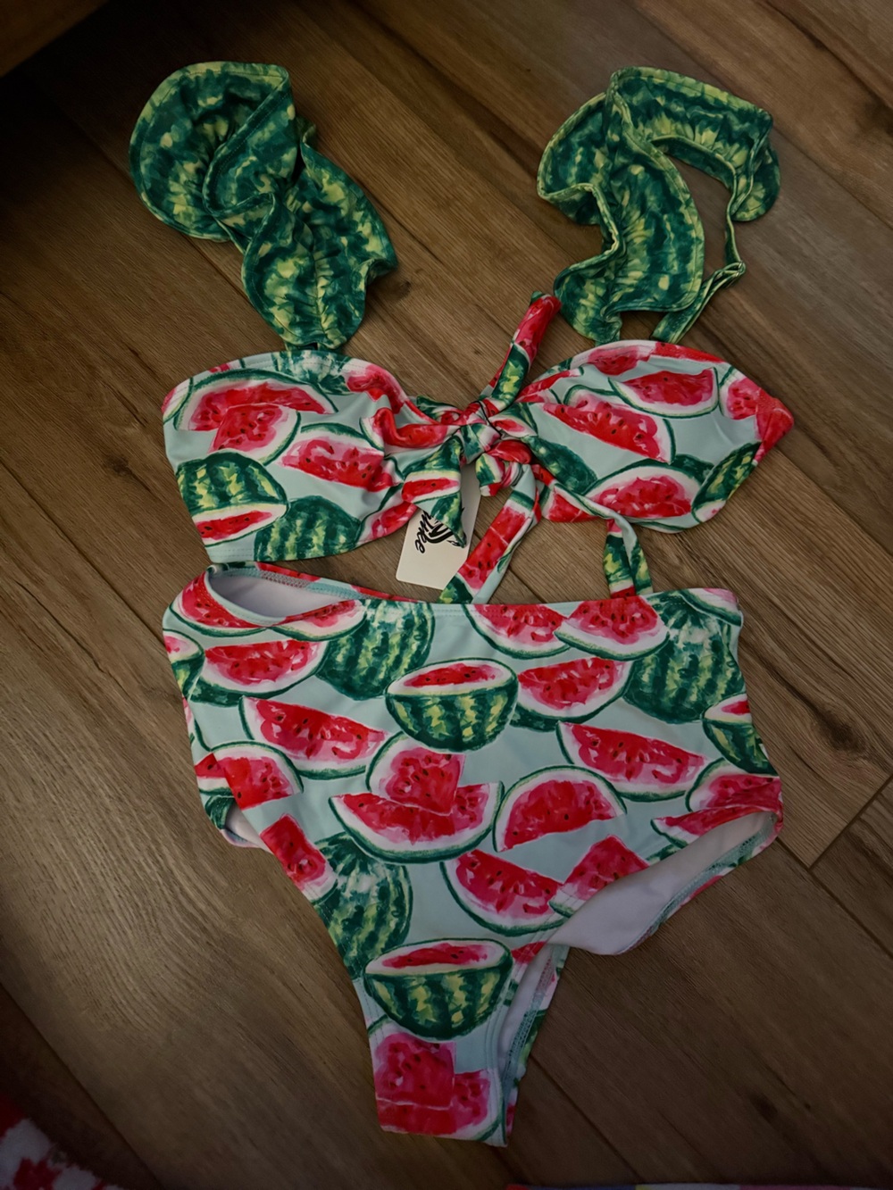 Watermelon Print Bikini Set - Bright Pink & Green